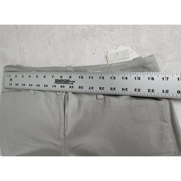 Cabi Women Mid-Rise Mid-Leg Cropped Pants Sz 10 Gray Linen Blend Stretch 491 New - Picture 6 of 10